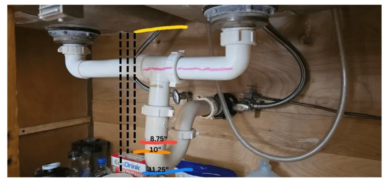 ارتفاع لوله فاضلاب سینک ظرفشویی​